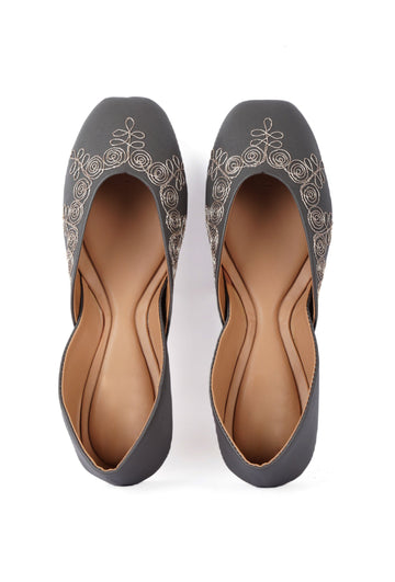 Aurora Grey Dori Zari Embroidered Jutti